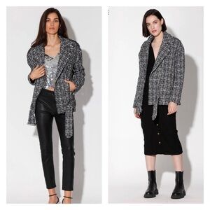 NEW WALTER BAKER Remi Jacket Black White Queen Tweed Moto Jacket Medium